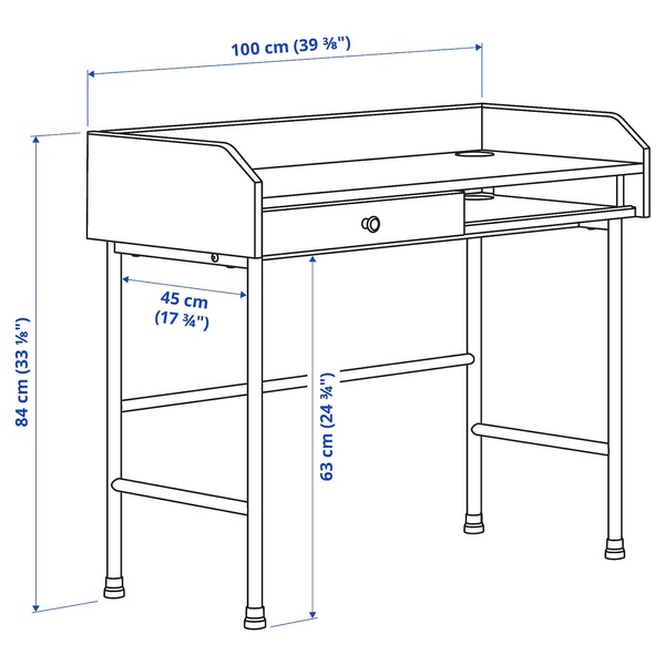 IKEA HAUGA (ІKEA HAUGA), Письмовий стіл, сірий, 100x84 см, 604.776.74 60477674 фото