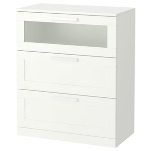 IKEA Комод білий/скло матове BRIMNES, 003.920.41 00392041 фото