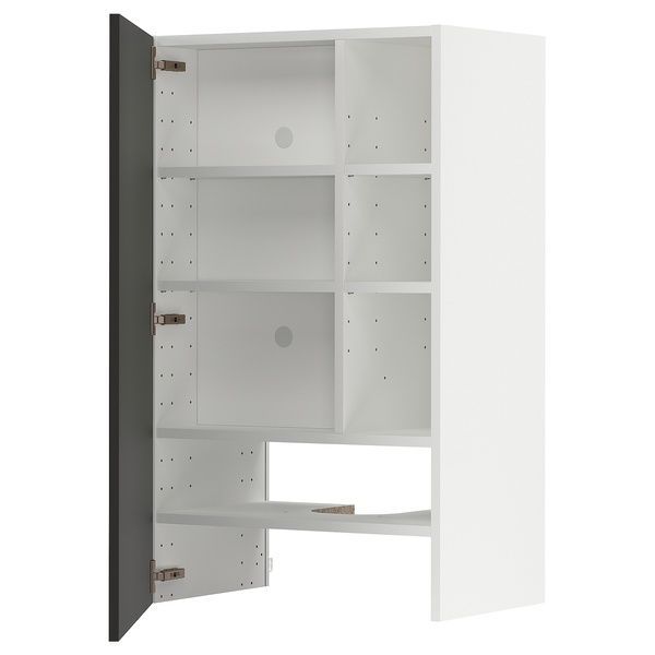 IKEA Шкаф-вытяжка с полкой/дверью, белый/Nickebo матовый антрацит METOD, 695.042.20 69504220 фото