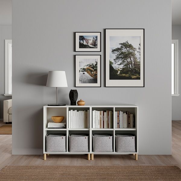 IKEA Комбінація шафа на ніжках білий/дерево EKET, 893.861.07 89386107 фото