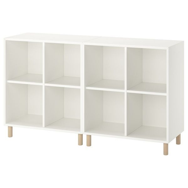 IKEA Комбінація шафа на ніжках білий/дерево EKET, 893.861.07 89386107 фото