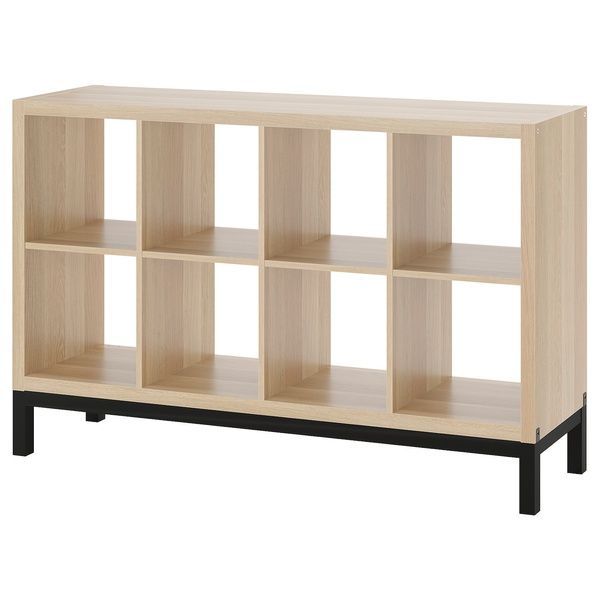 IKEA Книжный шкаф с несущей рамой, дуб мореный белый/черный KALLAX, 594.426.85 59442685 фото