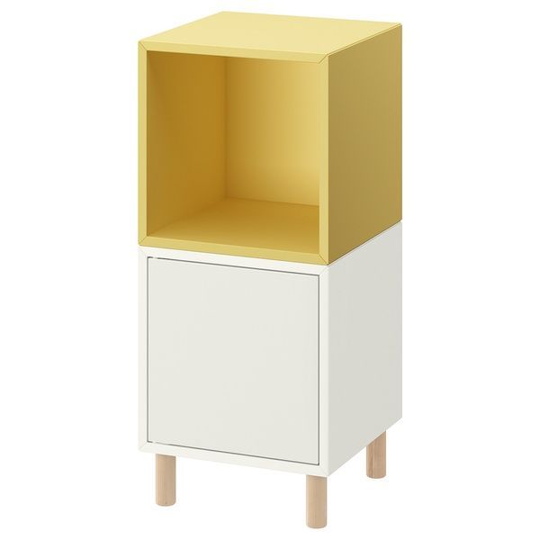 IKEA Шафа комбінація на ніжках, білий блідо-жовтий/дерево EKET, 295.217.16 29521716 фото