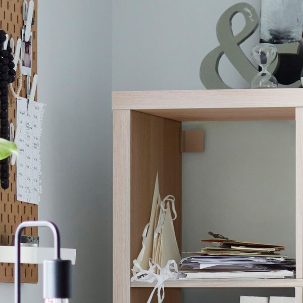 IKEA Книжный шкаф с несущей рамой, дуб мореный белый/черный KALLAX, 594.426.85 59442685 фото