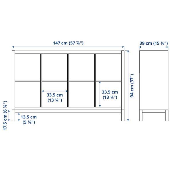 IKEA Книжный шкаф с несущей рамой, дуб мореный белый/черный KALLAX, 594.426.85 59442685 фото
