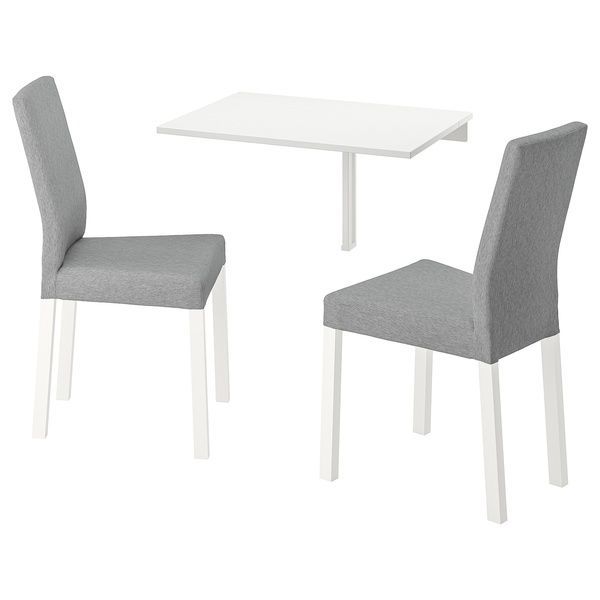 IKEA Стол и 2 стула, белый/Книса светло-серый NORBERG / K&Auml;TTIL, 594.287.69 59428769 фото