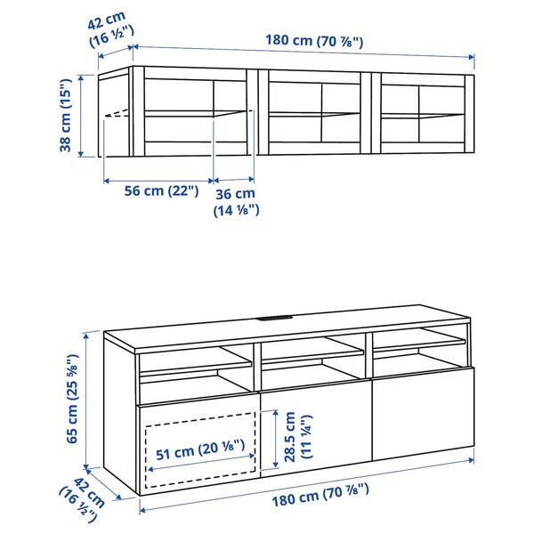 IKEA Комбінація ТВ/скляні двері, темно-сірий Sindvik/Lappviken темно-сірий BEST&Aring;, 295.560.89 29556089 фото
