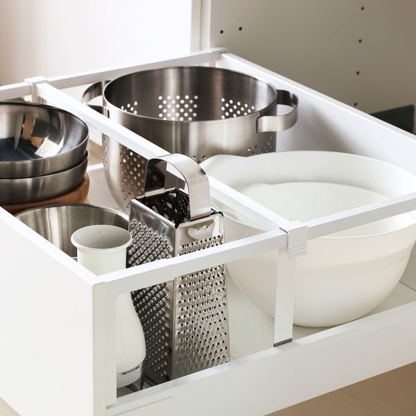 IKEA Висока шафа з висувними ящиками, білий/сірий Bodbyn METOD / MAXIMERA, 093.787.81 09378781 фото