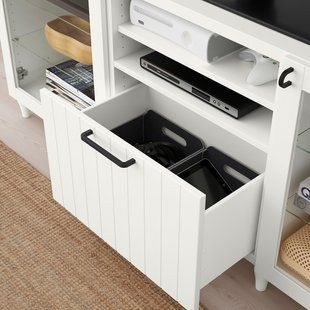 IKEA BESTA (ИКЕА БЕСТО), Скамья ТВ с ящиками, белый, Sutterviken/Kabbarp белый прозрачное стекло, 180x42x74 см, 093.845.55 09384555 фото