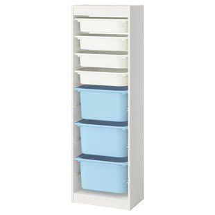 IKEA Полка с контейнерами, белый белый/голубой TROFAST, 995.754.47 99575447 фото