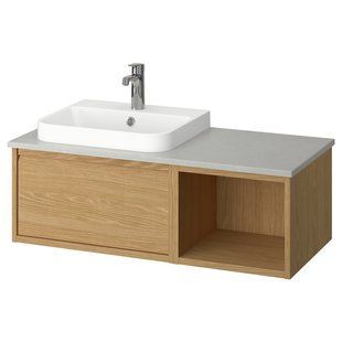 IKEA Умывальник/умывальник/смеситель, имитация. имитация дуба/серого камня &Auml;NGSJ&Ouml;N / BACKSJ&Ouml;N, 695.284.57 69528457 фото