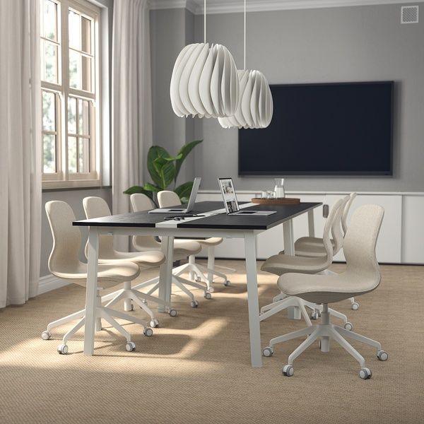IKEA Стол для переговоров, шпон ясеня, мориленный черно/белый MITTZON, 595.333.98 59533398 фото