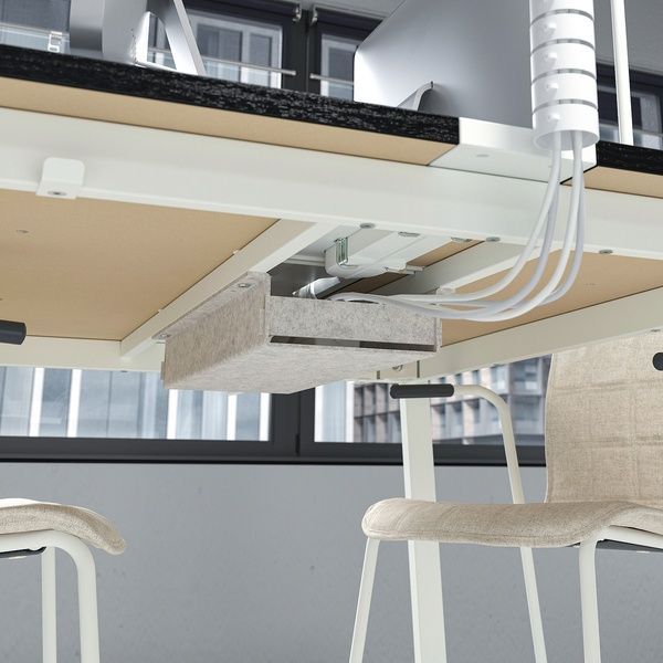 IKEA Стол для переговоров, шпон ясеня, мориленный черно/белый MITTZON, 595.333.98 59533398 фото