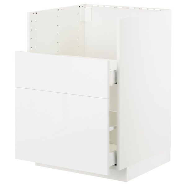 IKEA BREDSJ&Ouml;N/2fr/2szt тумба під раковину, білий Ringhult/глянцевий білий METOD, 892.984.98 89298498 фото