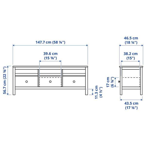 IKEA Тумба под ТВ, белая морилка HEMNES, 802.970.21 80297021 фото