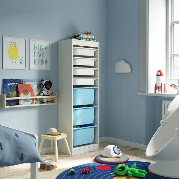 IKEA Стелаж з контейнерами, білий білий/блакитний TROFAST, 995.754.47 99575447 фото