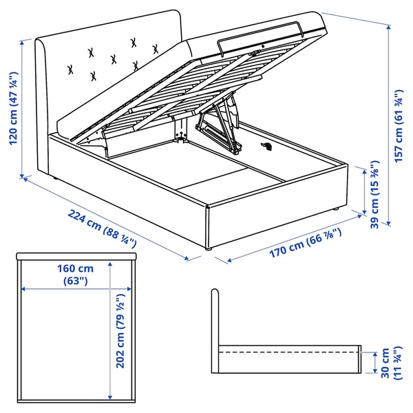 IKEA IDANAS (ІKEA ИДАНАС), Ліжко з ящиком, Гуннаред блідо-рожевий, 160x200 см, 504.589.73 50458973 фото