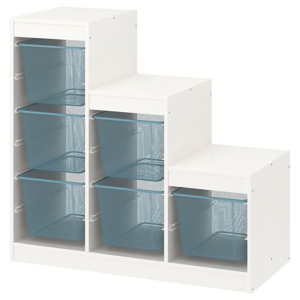 IKEA Стелаж з контейнерами, білий/блакитно-сірий TROFAST, 595.333.41 59533341 фото