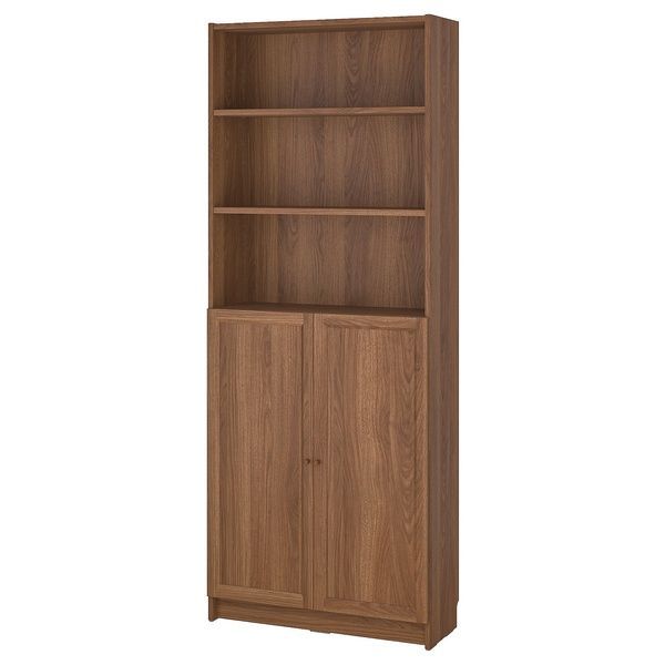 IKEA Книжный шкаф с дверцами, коричневый орех BILLY / OXBERG, 494.833.65 49483365 фото