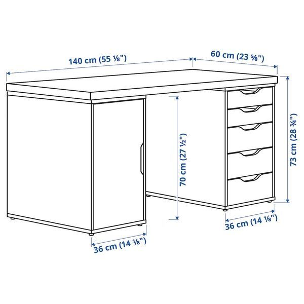 IKEA Письмовий стіл, біла морилка/імітація. білий дуб LAGKAPTEN / ALEX, 795.216.48 79521648 фото
