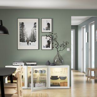IKEA Комбинация с дверцами белый/Синдвик белое прозрачное стекло BEST&Aring;, 793.250.39 79325039 фото