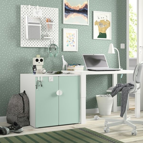 IKEA Шафа, біла салатова/з 1 полицею SM&Aring;STAD / PLATSA, 095.426.54 09542654 фото