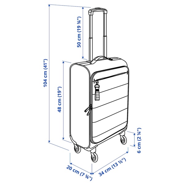 IKEA VARLDENS (ИКЕА ВАРЛДЕНС), Дорожная сумка на колесиках, черная, 34x20x54 см/30 л, 405.199.10 40519910 фото