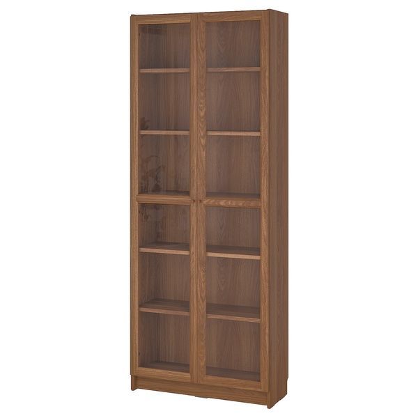 IKEA Книжный шкаф со стеклянными дверцами, коричневый орех BILLY / OXBERG, 394.833.18 39483318 фото