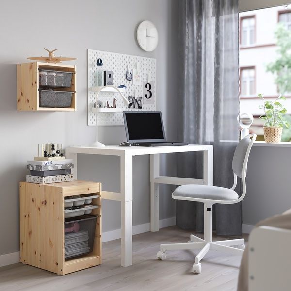 IKEA TROFAST (ИКЕА ТРОФАСТ), Навесной шкаф, сосна светлая морилка/темно-серый, 32x21x30 см, 995.255.94 99525594 фото