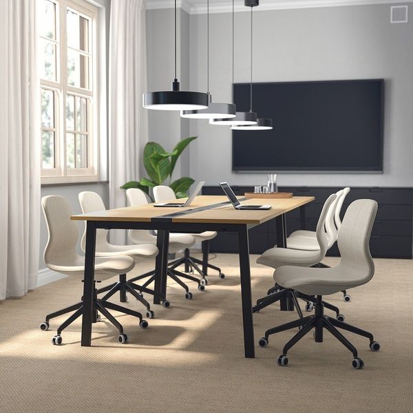 IKEA Стол для переговоров, дуб/черный шпон MITTZON, 995.334.00 99533400 фото