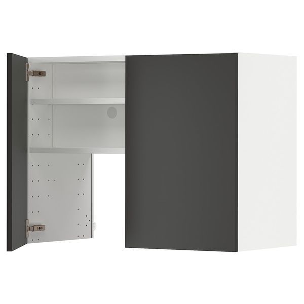 IKEA Шафа-витяжка з полицею/дверцями, білий/Nickebo матовий антрацит METOD, 195.044.06 19504406 фото