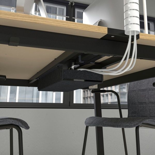 IKEA Стол для переговоров, дуб/черный шпон MITTZON, 995.334.00 99533400 фото