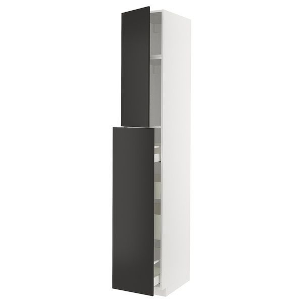 IKEA 1-дверна/4-дверна шафа, білий/Nickebo матовий антрацит METOD / MAXIMERA, 094.986.65 09498665 фото