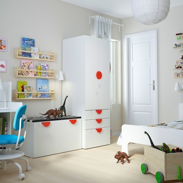 IKEA Книжный шкаф, белый белый/со скамейкой SM&Aring;STAD / PLATSA, 194.287.52 19428752 фото