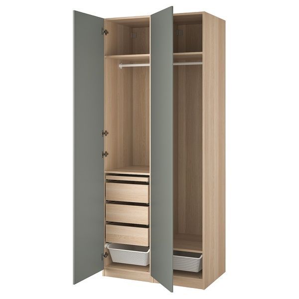 IKEA Гардеробна комбінація дуб білий/сірий морилка PAX / REINSVOLL, 093.293.52 09329352 фото