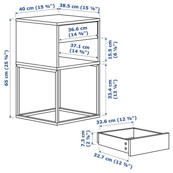IKEA Тумбочка прикроватная, черный VIKHAMMER, 203.889.72 20388972 фото