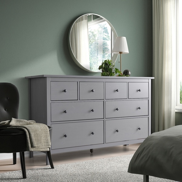 IKEA HEMNES (ИКЕА ХЕМНЭС), Комод, 8 ящиков, серая морилка, 160x96 см, 303.924.69 30392469 фото