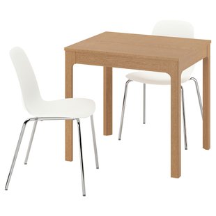 IKEA Стол и 2 стула, дуб/белый хром EKEDALEN / LIDÅS, 595.711.73 59571173 фото