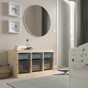 IKEA Полка с контейнерами, светлая сосна, морилка белая серо-синяя/темно-серая TROFAST, 794.808.17 79480817 фото