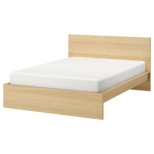 IKEA Каркас кровати, высокий, дубовый шпон, беленый/Лурой MALM, 990.273.93 99027393 фото