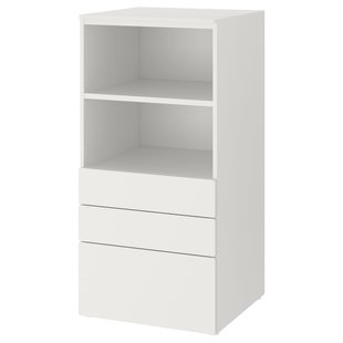 IKEA SMÅSTAD / PLATSA Книжкова шафа - біла / біла / з 3 ящиками 60x57x123 см, 493.878.06 49387806 фото