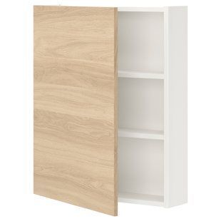 IKEA Навесной шкаф с 2 полками/дверью, белый/имитация. дуб ENHET, 493.236.64 49323664 фото