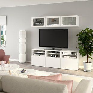 IKEA Комбинация ТВ/стеклянная дверца, белый/Лаппвикен белое прозрачное стекло BEST&Aring;, 994.071.90 99407190 фото