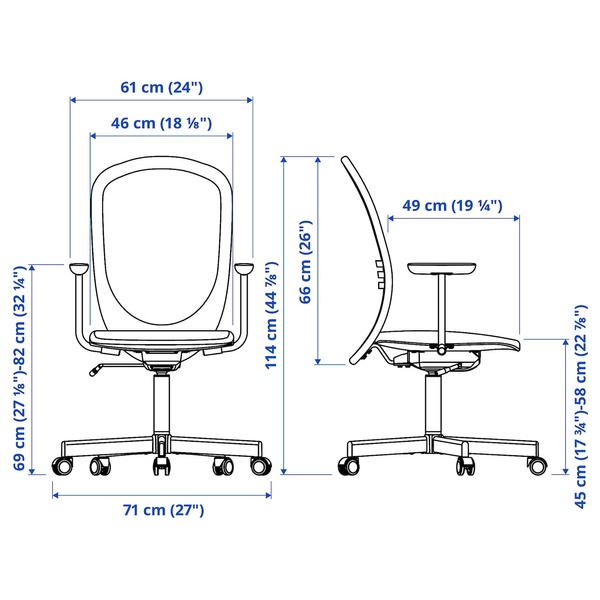 IKEA Офисный стул с подлокотниками, черный FLINTAN, 894.244.68 89424468 фото