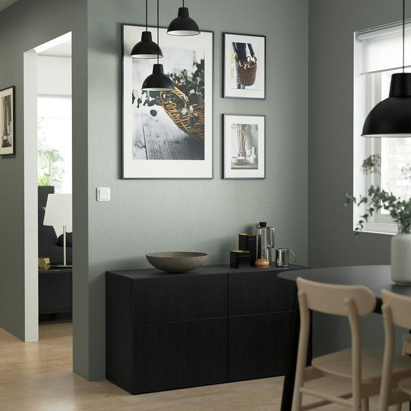 IKEA Стелаж комбінований з дверцятами/шухлядами, чорно-коричневий/Lappviken чорно-коричневий BEST&Aring;, 694.126.21 69412621 фото
