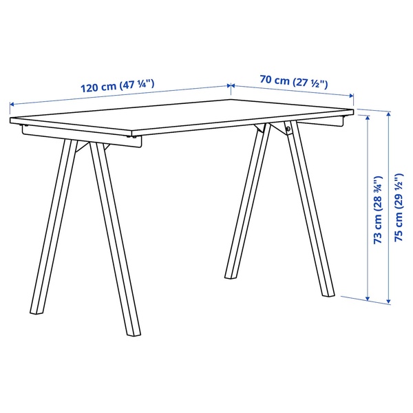 IKEA TROTTEN (ІKEA ТРОТТЕН), Письмовий стіл, білий, 120x70 см, 294.249.42 29424942 фото