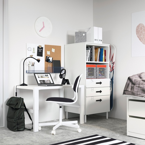 IKEA SMÅSTAD / PLATSA Книжкова шафа - біла / біла / з 3 ящиками 60x57x123 см, 493.878.06 49387806 фото