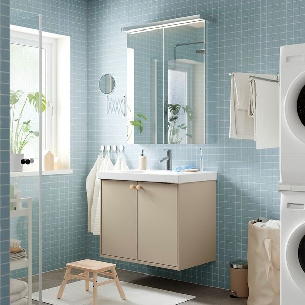 IKEA Тумба під умивальник з дверцятами, бежевий HAVB&Auml;CK, 305.350.72 30535072 фото