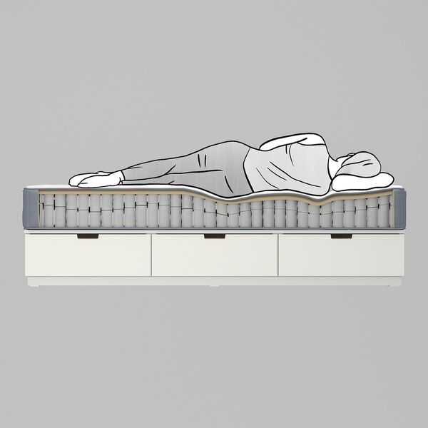 IKEA Континентальная кровать, Вогстранда средней жесткости/голубой белый LYNG&Ouml;R, 695.541.73 69554173 фото
