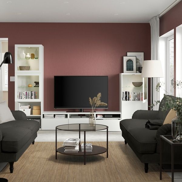 IKEA Комбинация ТВ/стеклянная дверца, белый/Лаппвикен белое прозрачное стекло BEST&Aring;, 093.307.94 09330794 фото